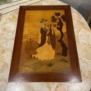 JAPANESE Wood Inlay Picture 26” x 16”